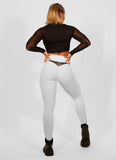 Legging Cós Alto Superhot Blackout Branco CAL5103