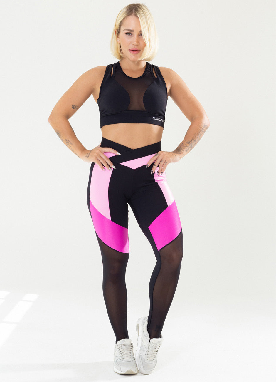 Legging Superhot Comfy Preta & Pink CAL5034