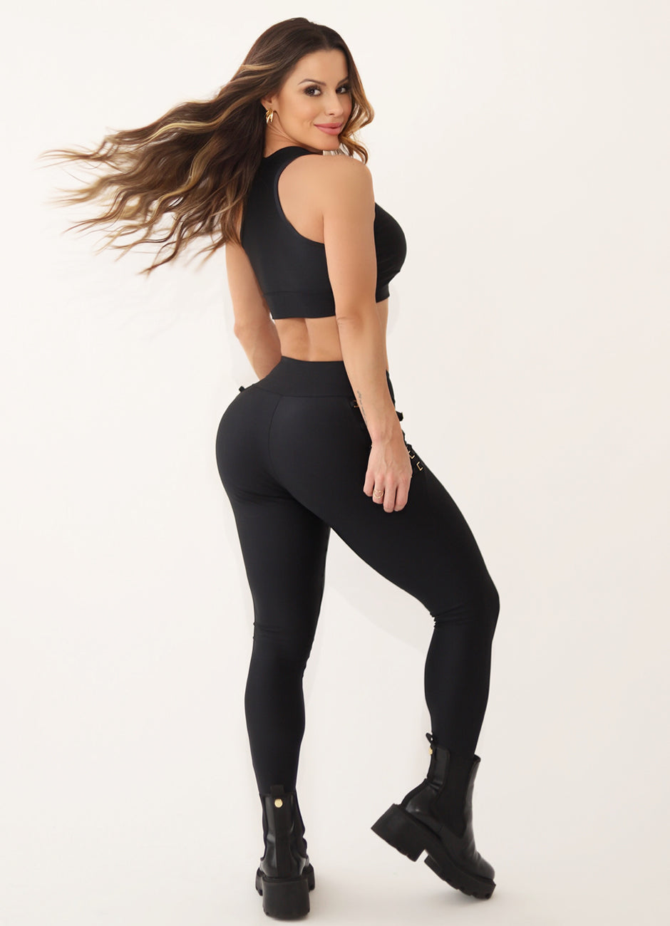 Legging Cós Médio Superhot Wet+ Preto CAL5343 UV50+