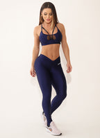 Legging Cós Médio Superhot Wet+ Azul Marinho CAL5383