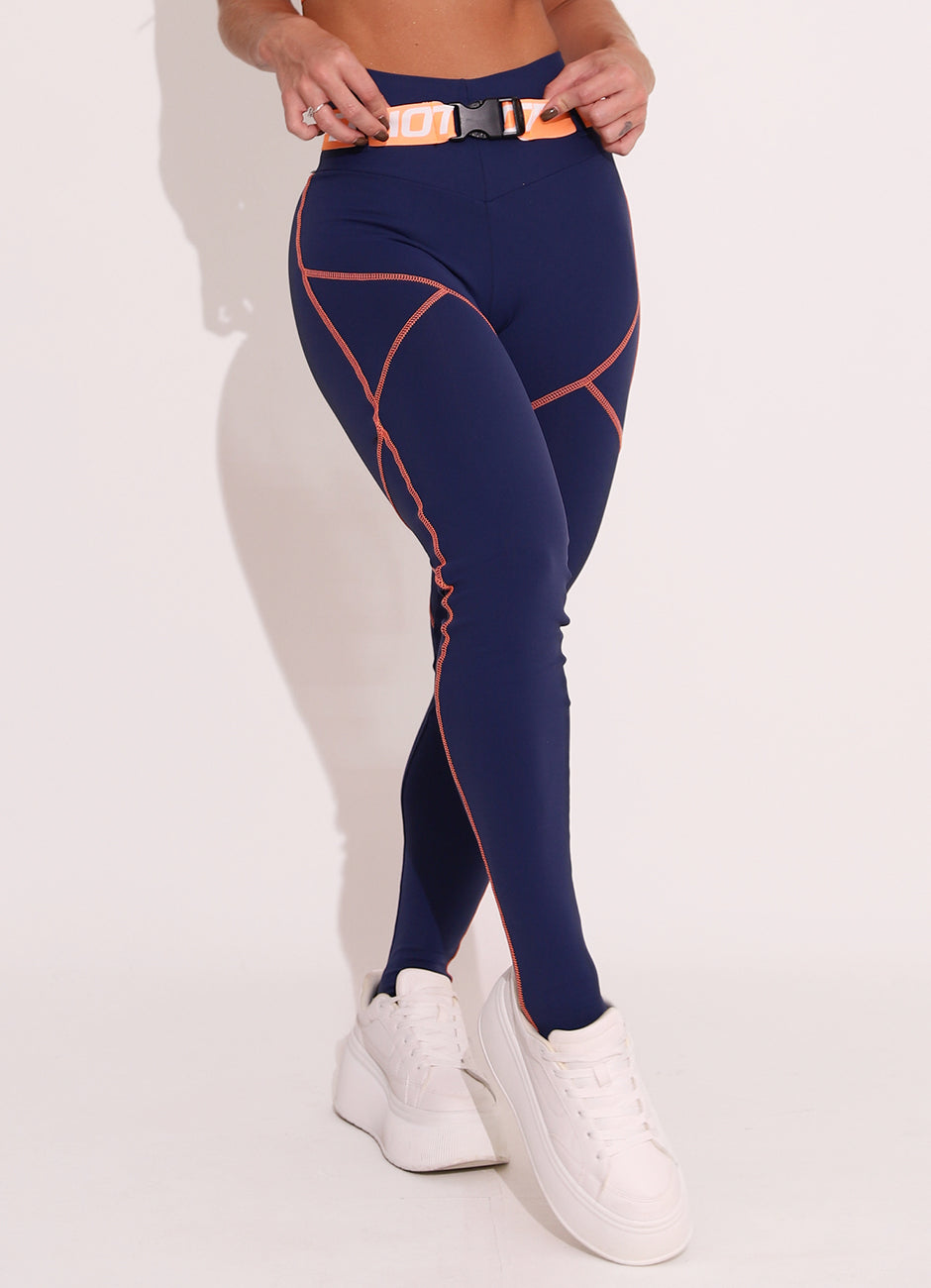Legging Cós Médio Superhot Comfy Azul Marinho CAL5428 Proteção UV50+