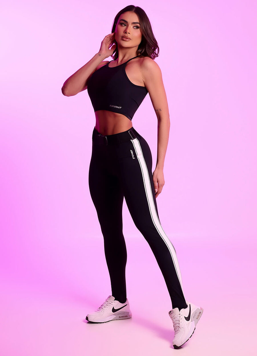 Legging Superhot Blackout Preto com cinto CAL5658 UV50+ Cós Médio Imagem secundária do produto