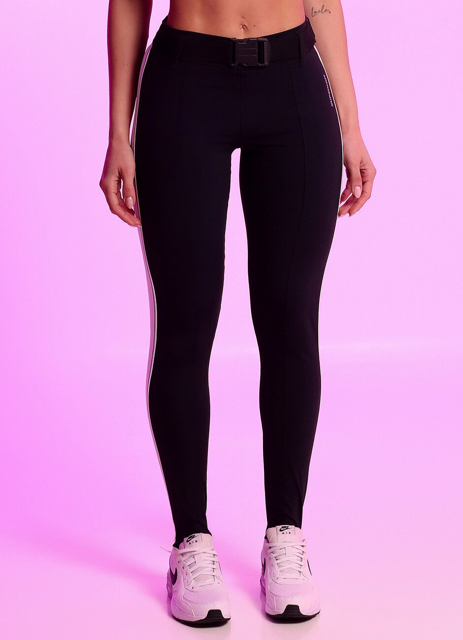 Legging Superhot Blackout Preto com cinto CAL5658 UV50+ Cós Médio