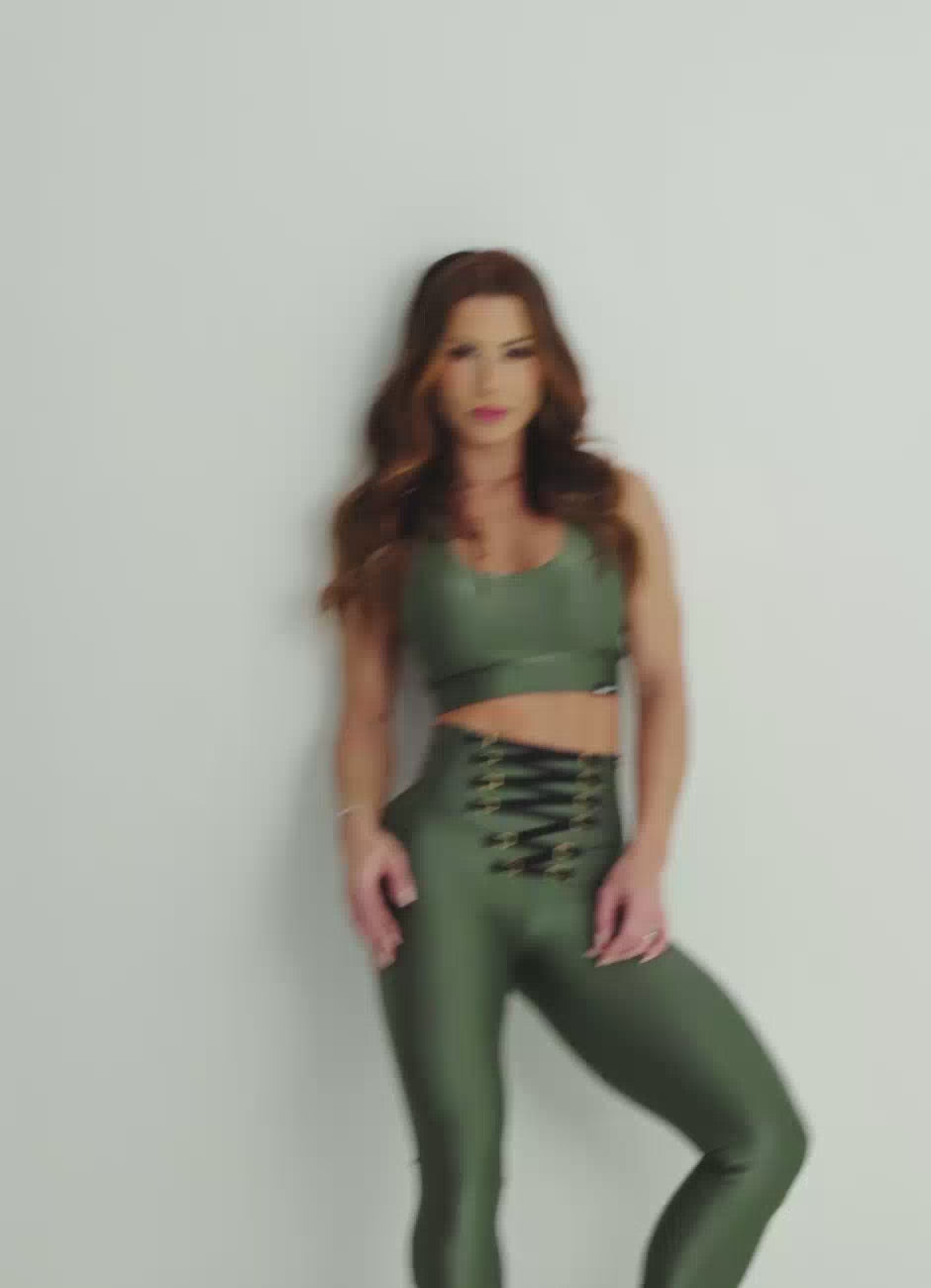 Legging Cós Alto Superhot Wet+ Verde Oliva CAL5558 UV50+